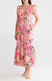 Maggy London Stretch Cotton Fit & Flare Maxi Dress