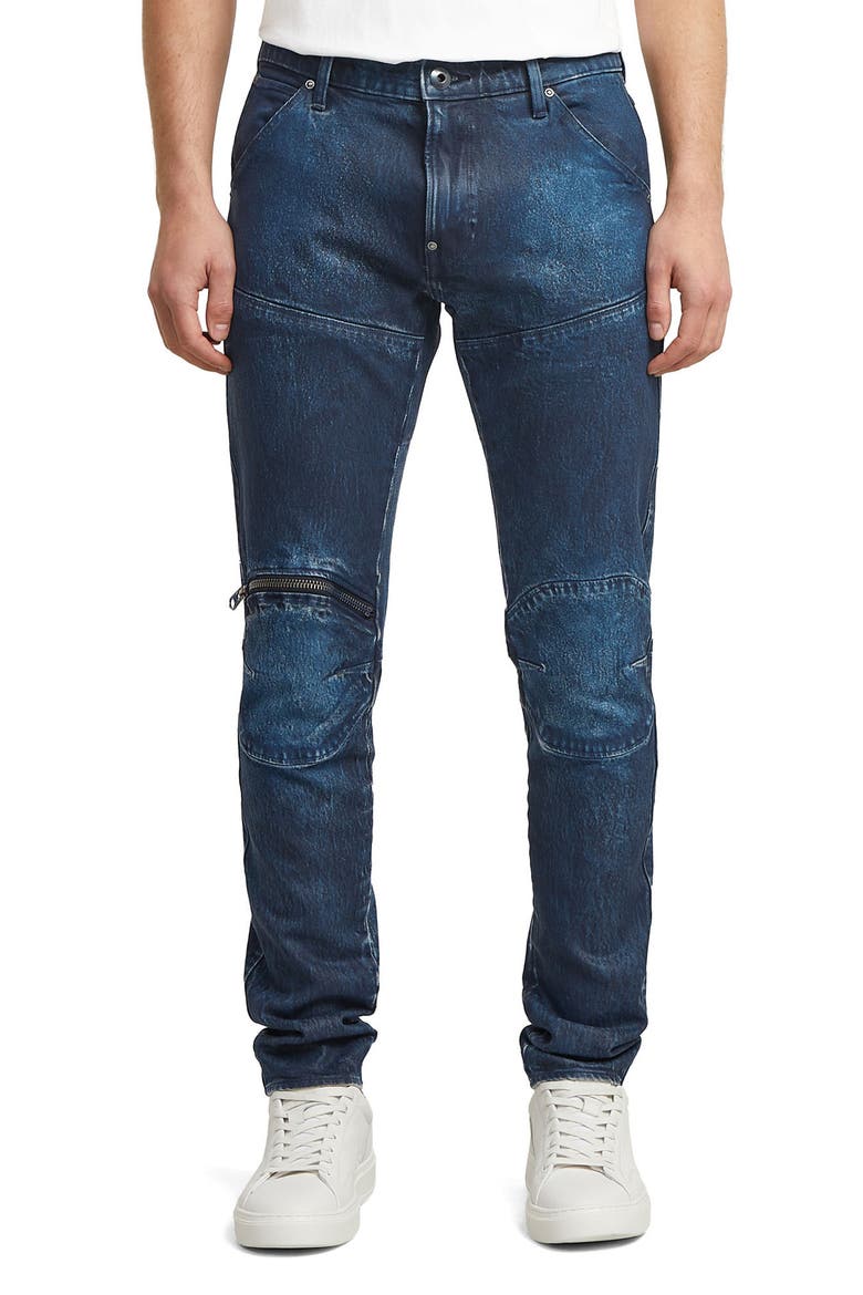3D Zip Knee Skinny Jeans, Main, color, FADED CERULEAN SKIN