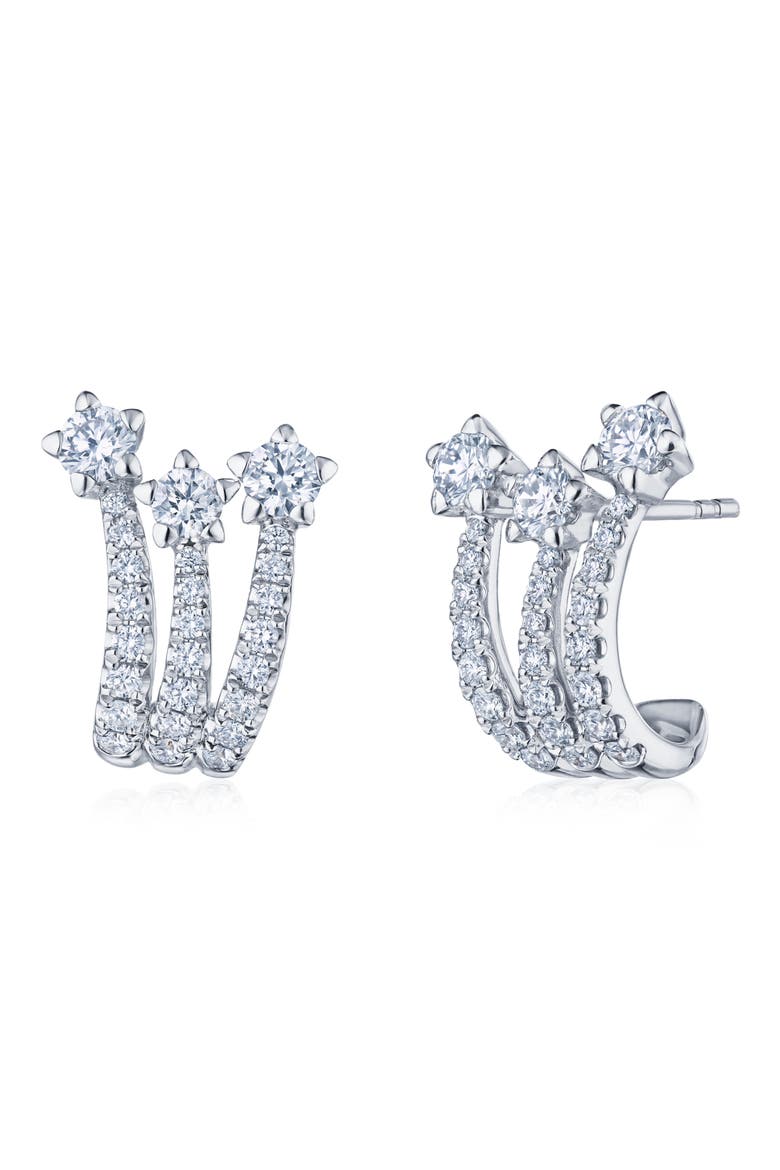 Star Set Diamond Huggie Hoop Earrings, Main, color, WHITE GOLD