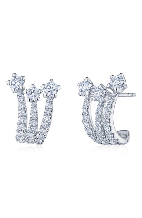 Star Set Diamond Huggie Hoop Earrings