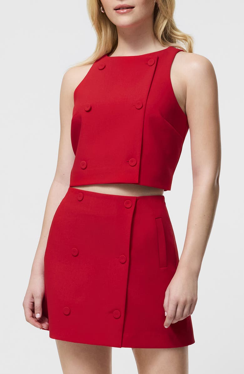 French Connection Azra Double Breasted Sleeveless Crop Top, Alternate, color, Mars Red