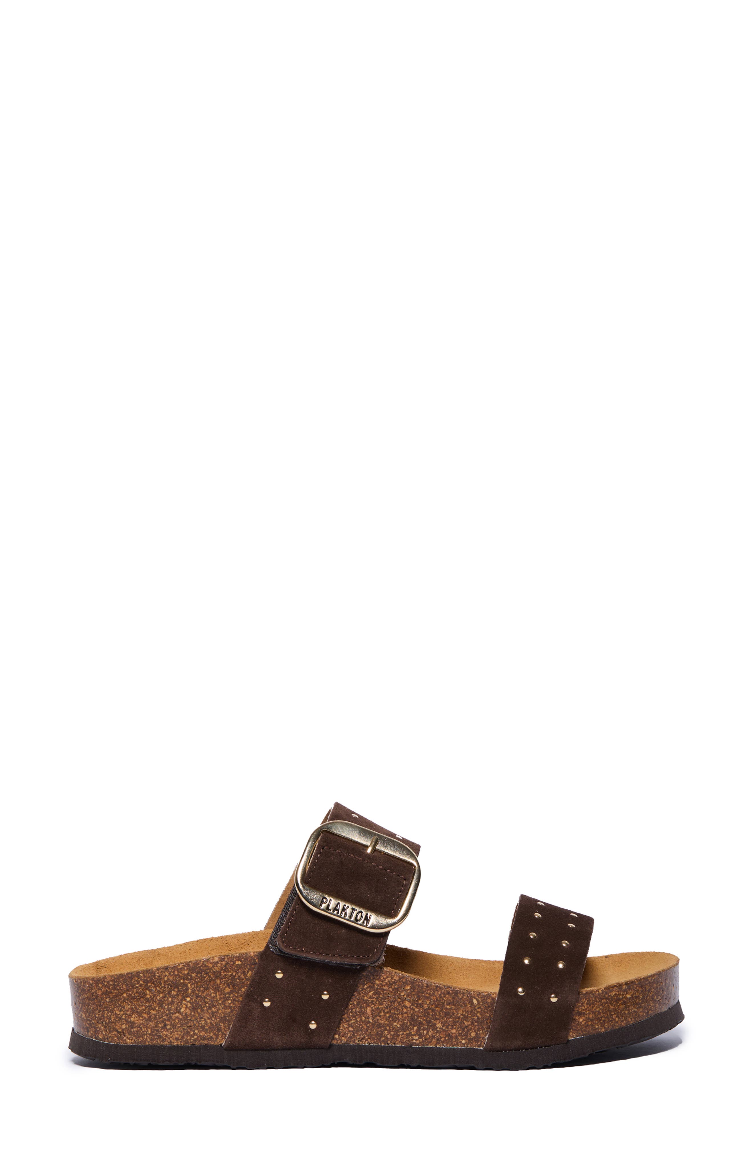 Claire Double Strap Slide Sandal, Alternate, color, BROWN STUDDED SUEDE
