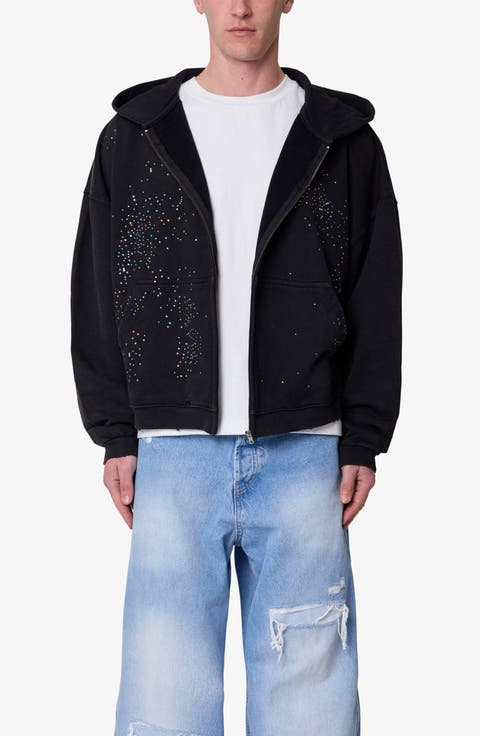 Crystal Embellished Zip Hoodie
