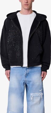 mnml Crystal Embellished Zip Hoodie