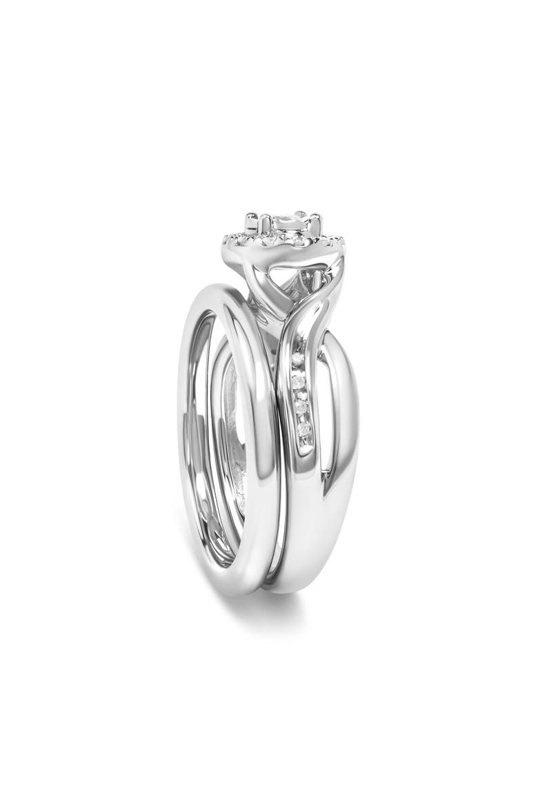 Silver 1/7 Cttw Diamond Engagement Ring and Wedding Band Set, Alternate, color, White