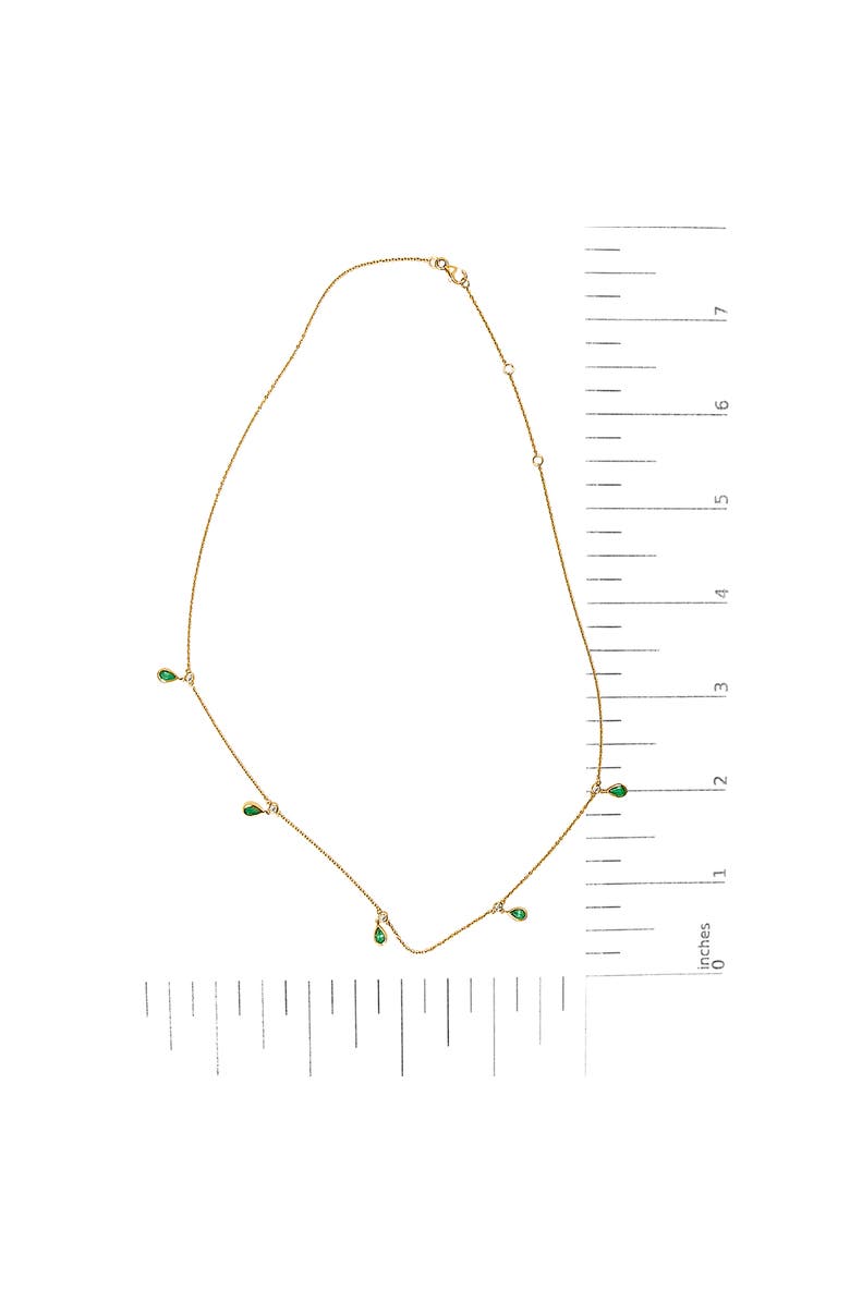 Haus of Brilliance 10K Yellow Gold Dangling Green Emerald and Diamond Station Necklace, Alternate, color, Yellow