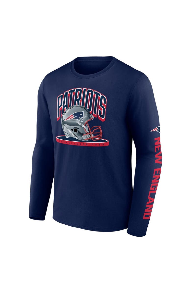 FANATICS Men's Fanatics  Navy New England Patriots Helmet Platform Long Sleeve T-Shirt, Alternate, color, 