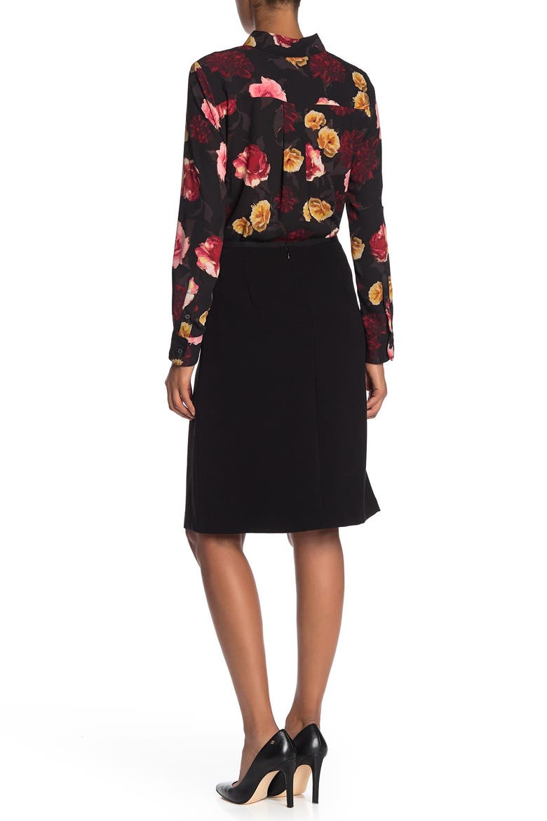 Front Slit Woven Skirt, Alternate, color, BLACK