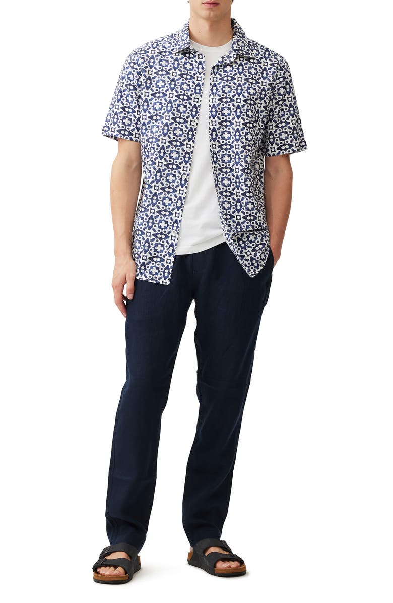 Rodd & Gunn Palliser Bay Linen & Cotton Short Sleeve Button-Up Shirt, Alternate, color, Indigo