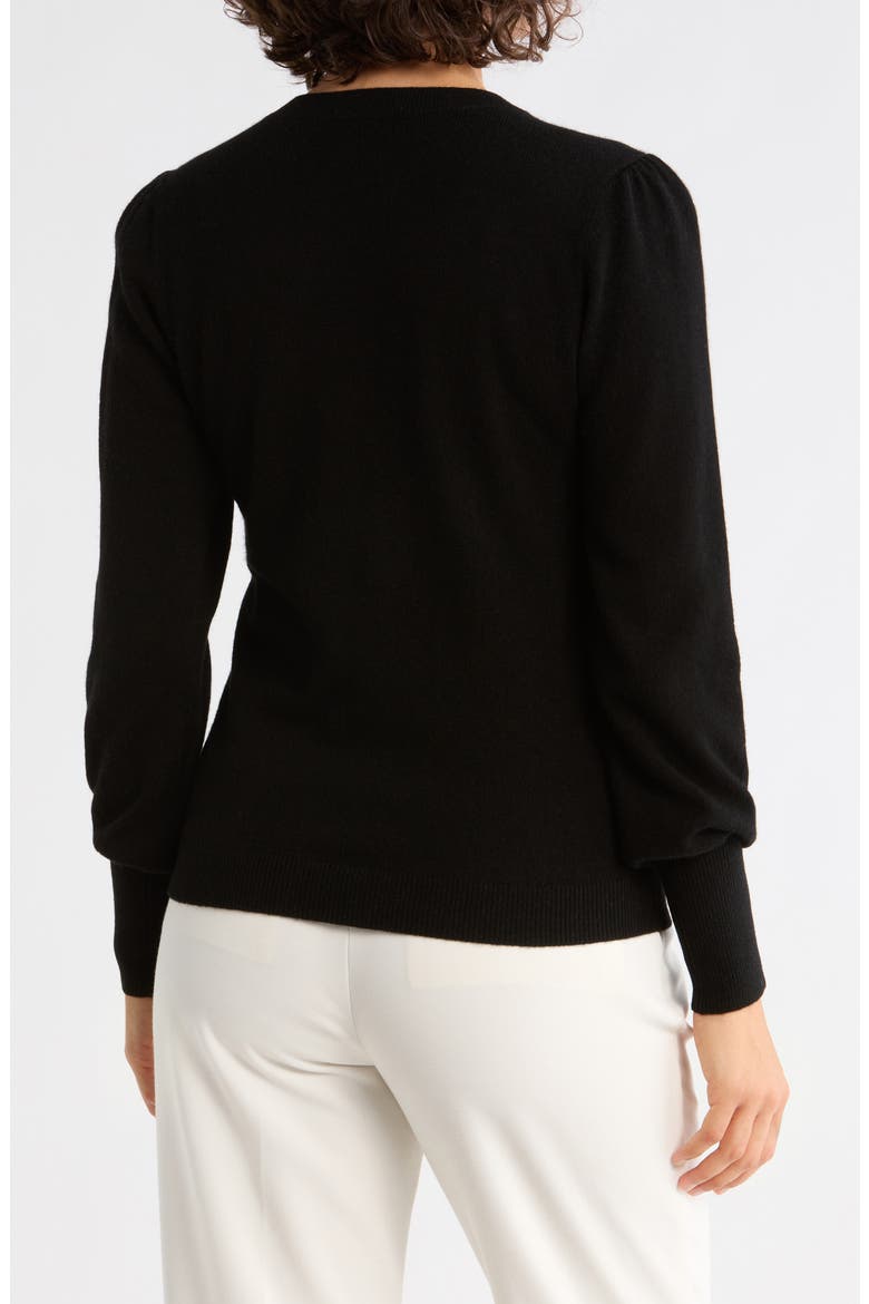 Button Shoulder Wool & Cashmere Blend Sweater, Alternate, color, BLACK