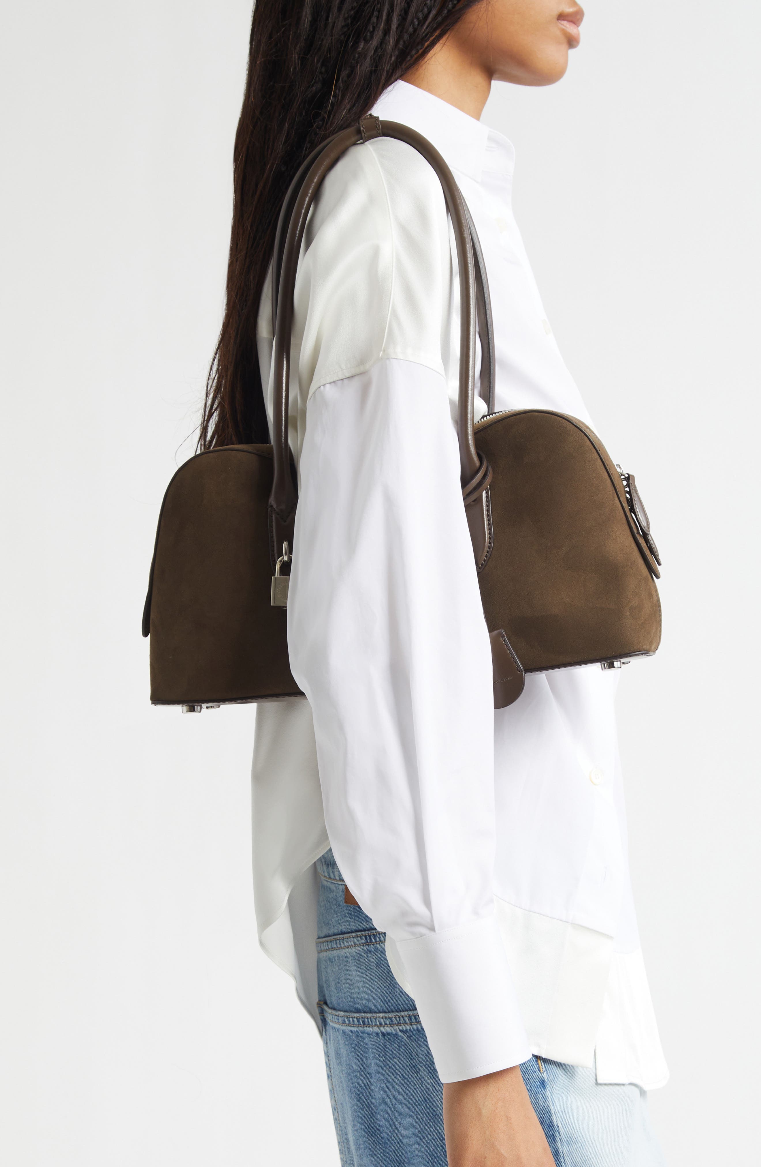 Stella McCartney Ryder Faux Suede Crossbody Bag, Alternate, color, Moka