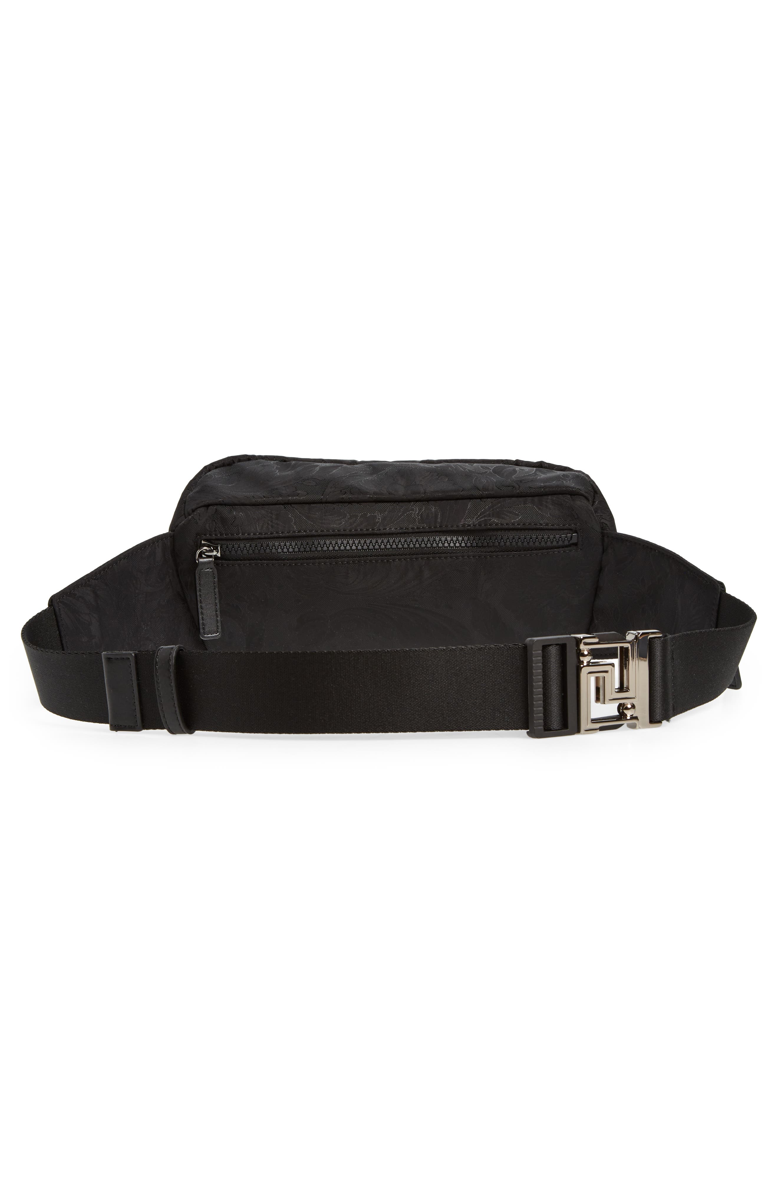 Versace Small Barocco Jacquard Nylon Belt Bag, Alternate, color, Black Ruthenium
