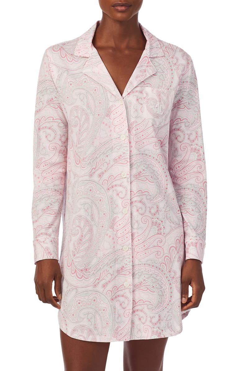 Lauren Ralph Lauren Paisley Print Sleepshirt, Main, color, 
