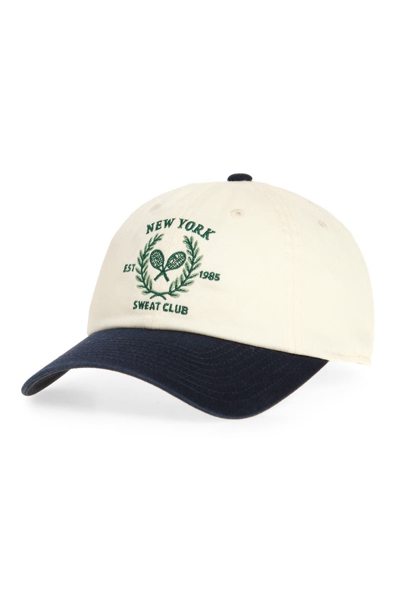 Sweat Club Cotton Baseball Cap, Main, color, IVORY / NAVY