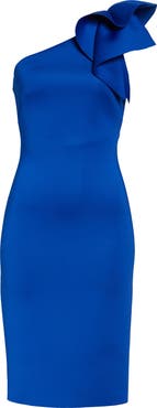Eliza J One-Shoulder Scuba Crepe Cocktail Dress