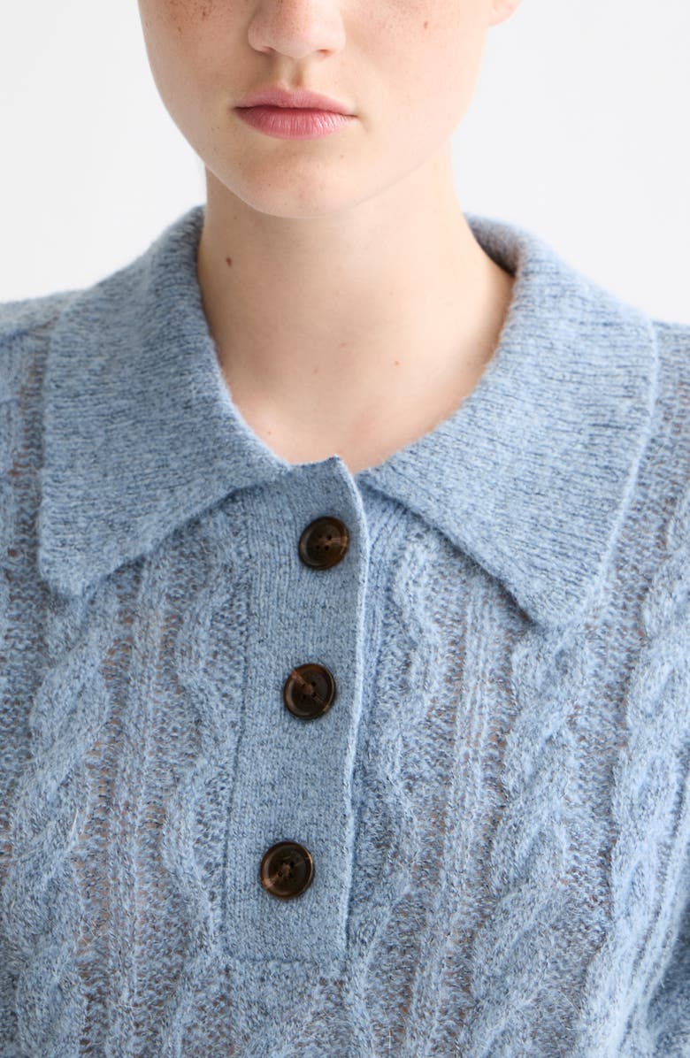 Scotch & Soda Cable Knit Polo Sweater, Alternate, color, Faded Denim