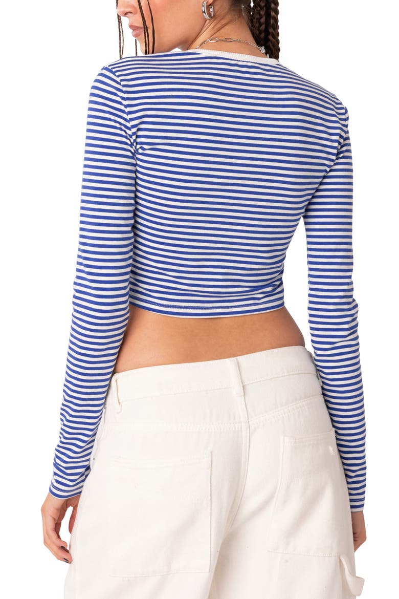Montie Stripe Long Sleeve Crop Top, Alternate, color, BLUE STRIPES