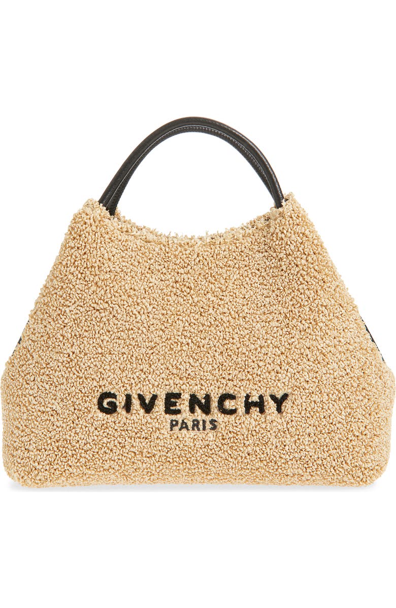 Givenchy Nano Facet Straw & Leather Top Handle Bag, Main, color, Natural