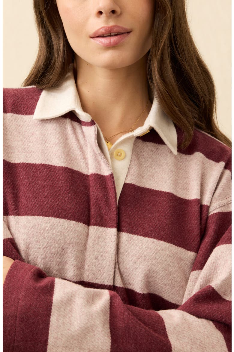 Legend Rugby Stripe Sweater, Alternate, color, DEEP RED RUGBY