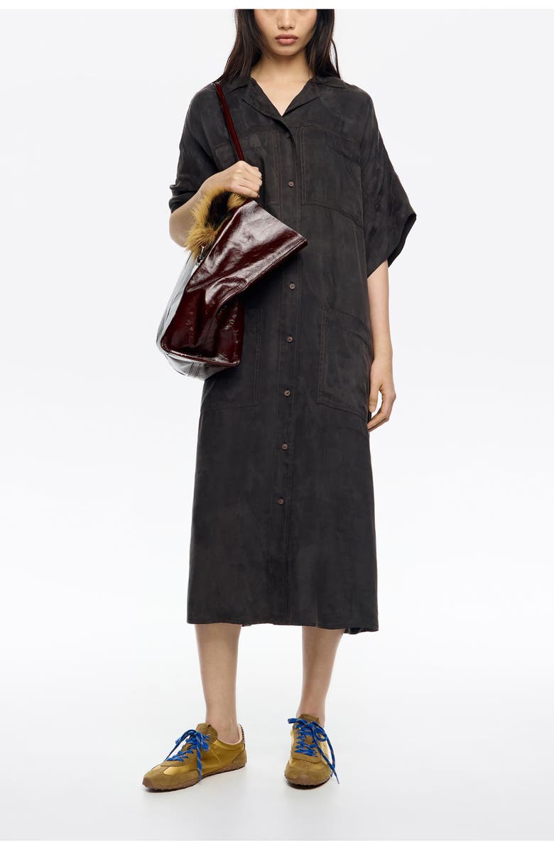 Bimba y Lola Long Shirt Dress, Alternate, color, Washed Black