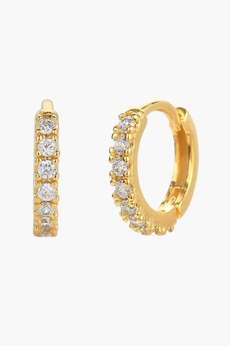 Sterling Silver 18k Gold Plated Ophelia Huggies Delicate Minimalist, Main, color, Gold