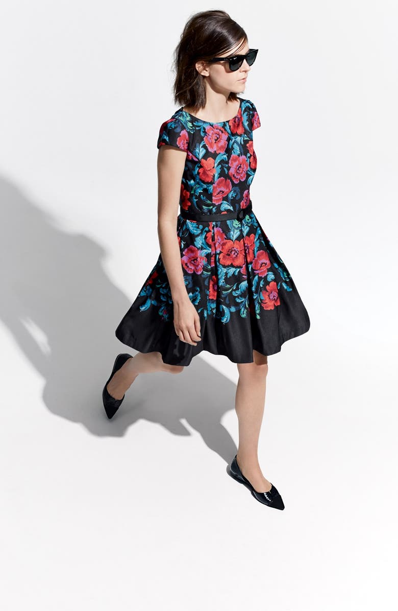Eliza J Floral Print Pleat Fit & Flare Dress, Alternate, color, 