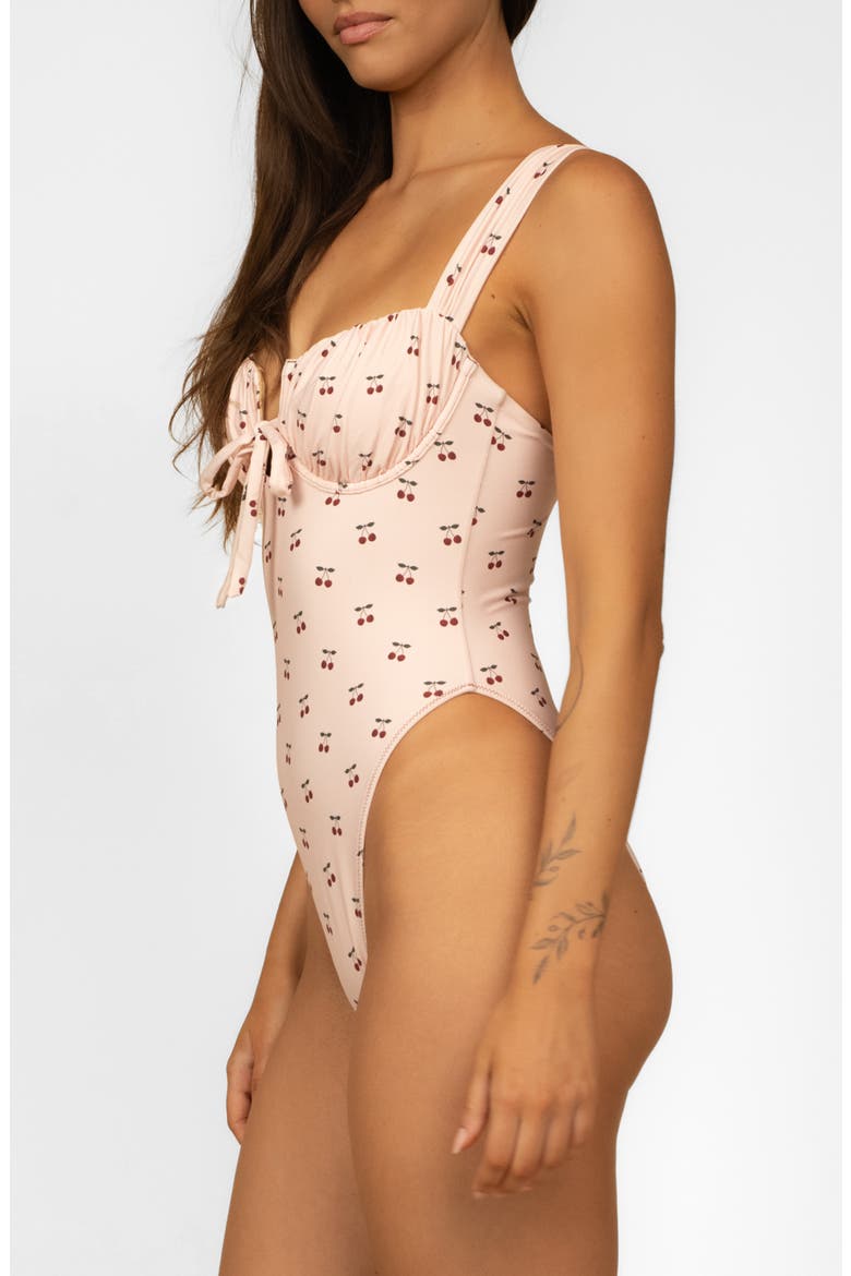 Petal Underwire One-Piece Swimsuit, Alternate, color, CHERRIES