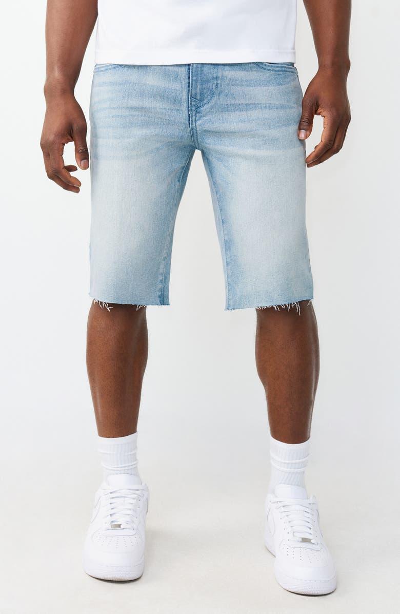 True Religion Ricky Raw Hem Denim Shorts, Main, color, Light Skyline