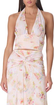 AFRM Gabriella Floral Plunge Halter Top