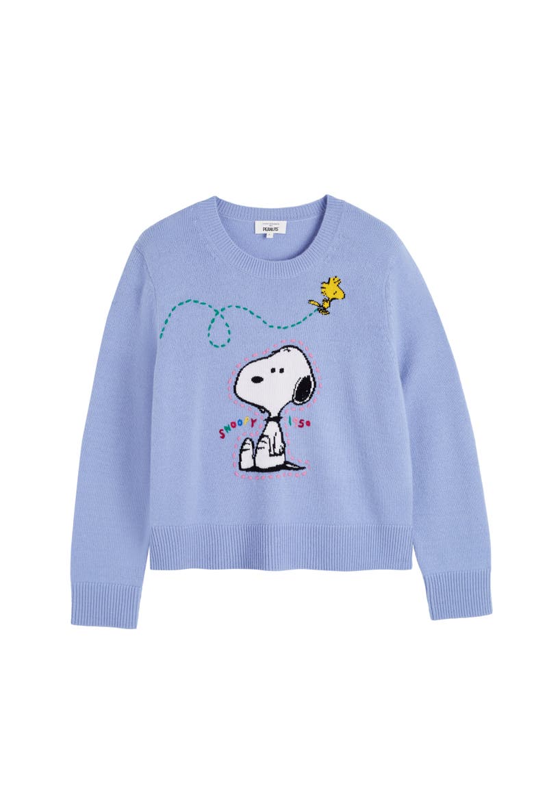 Wool-Cashmere Snoopy Embroidered Sweater, Alternate, color, Baby Blue