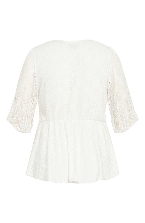 City Chic Ariah Stretch Lace Top In White