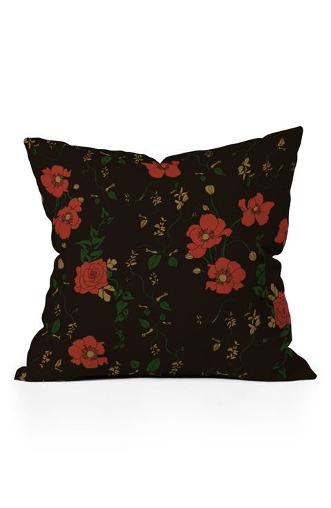Midnight Flourish Floral Accent Pillow