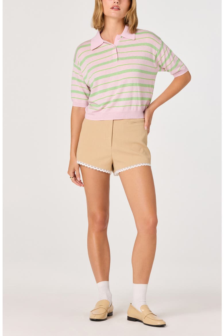 Scottie Stripe Knit Polo, Alternate, color, PINK STRIPE
