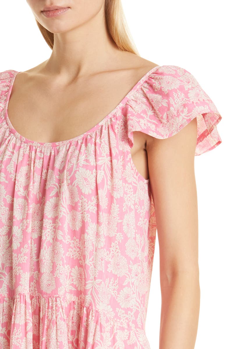 THE GREAT. The Plumeria Cotton Midi Dress, Alternate, color, 