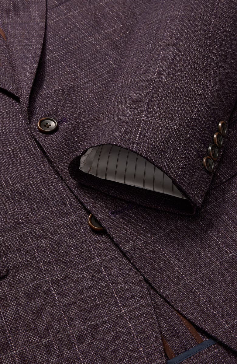 Bonobos Unconstructed Wool Suit Jacket, Alternate, color, Plum Windowpane