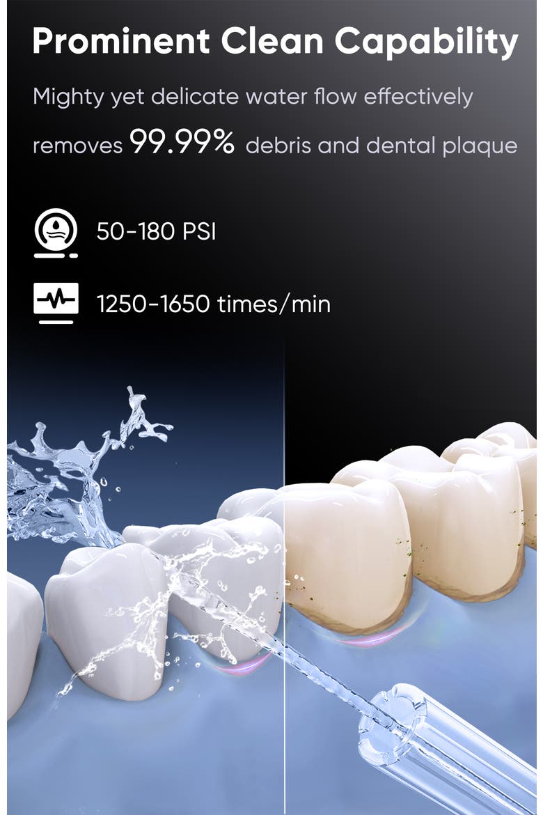 LP233 Pro UVC Sterilizable Countertop Water flossers for Teeth 800ML with a Water Filter 3 Modes and 6 Jet Tips, Alternate, color, Lightening Silver
