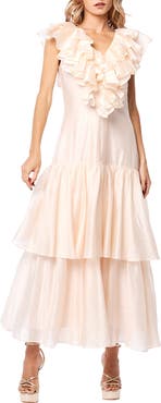 CIEBON Stelanie Flutter Sleeve Tiered Cocktail Dress