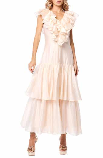 CIEBON Stelanie Flutter Sleeve Tiered Cocktail Dress