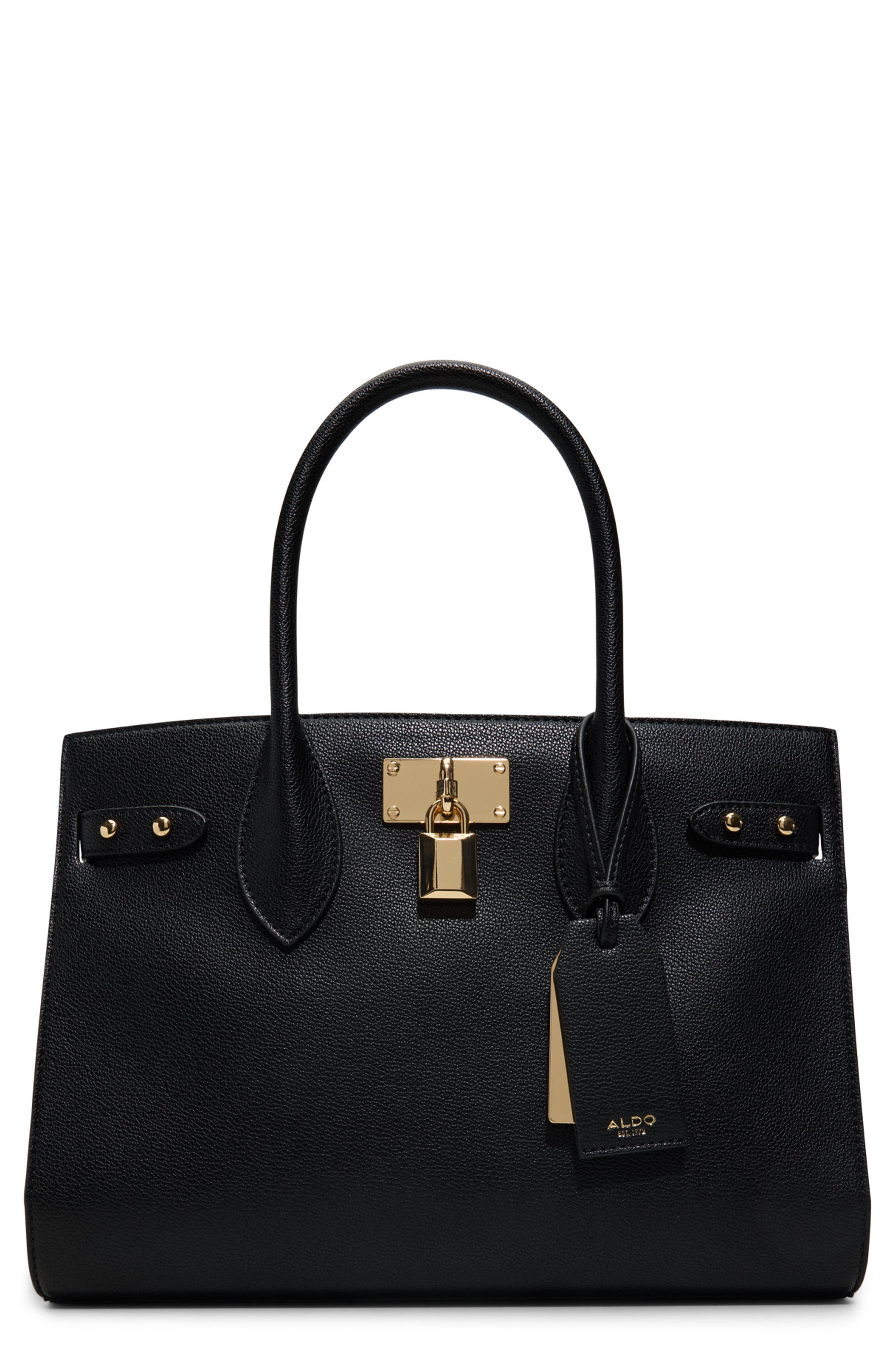 ALDO Jackie Faux Leather Tote, Main, color, Black