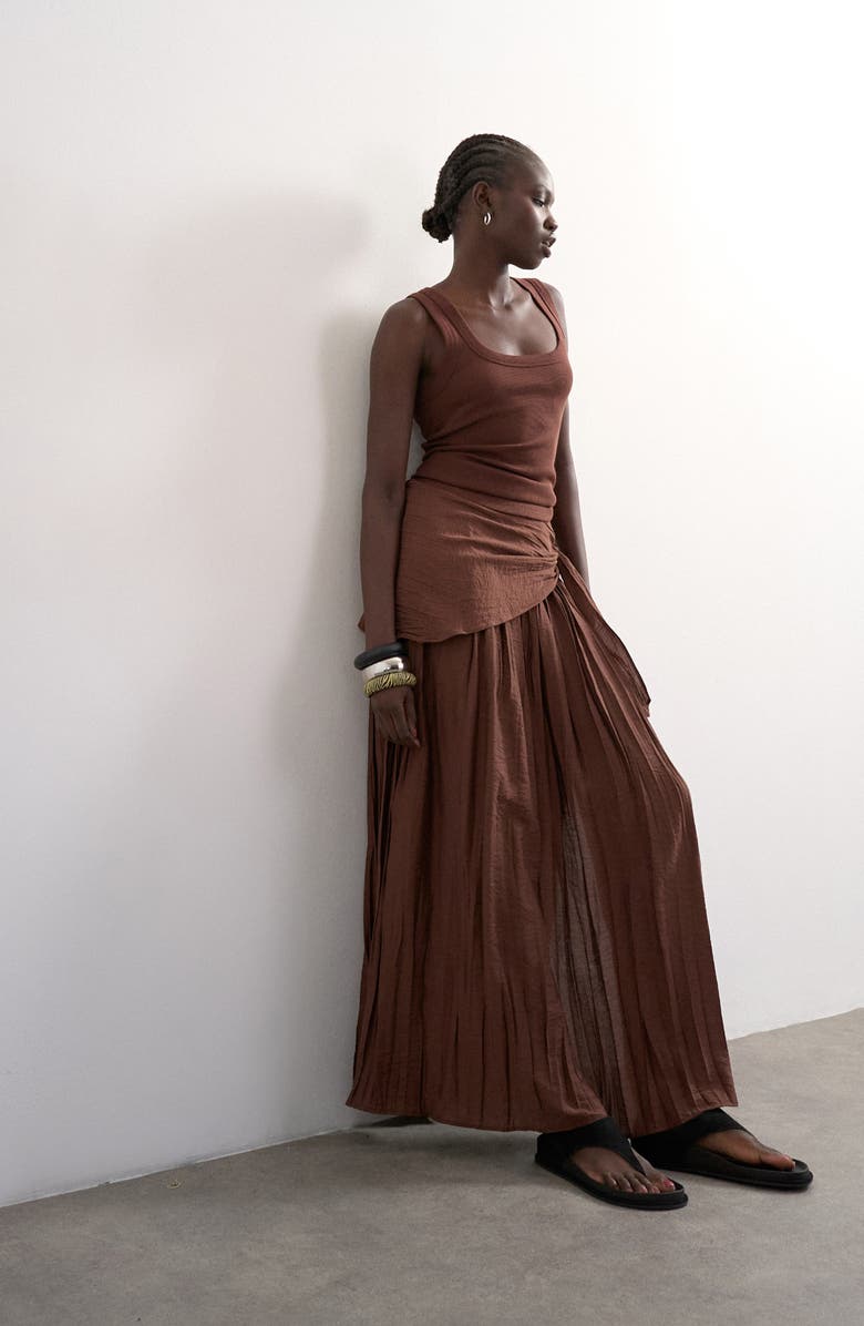 Topshop Sash Tie Crinkle Maxi Skirt, Alternate, color,