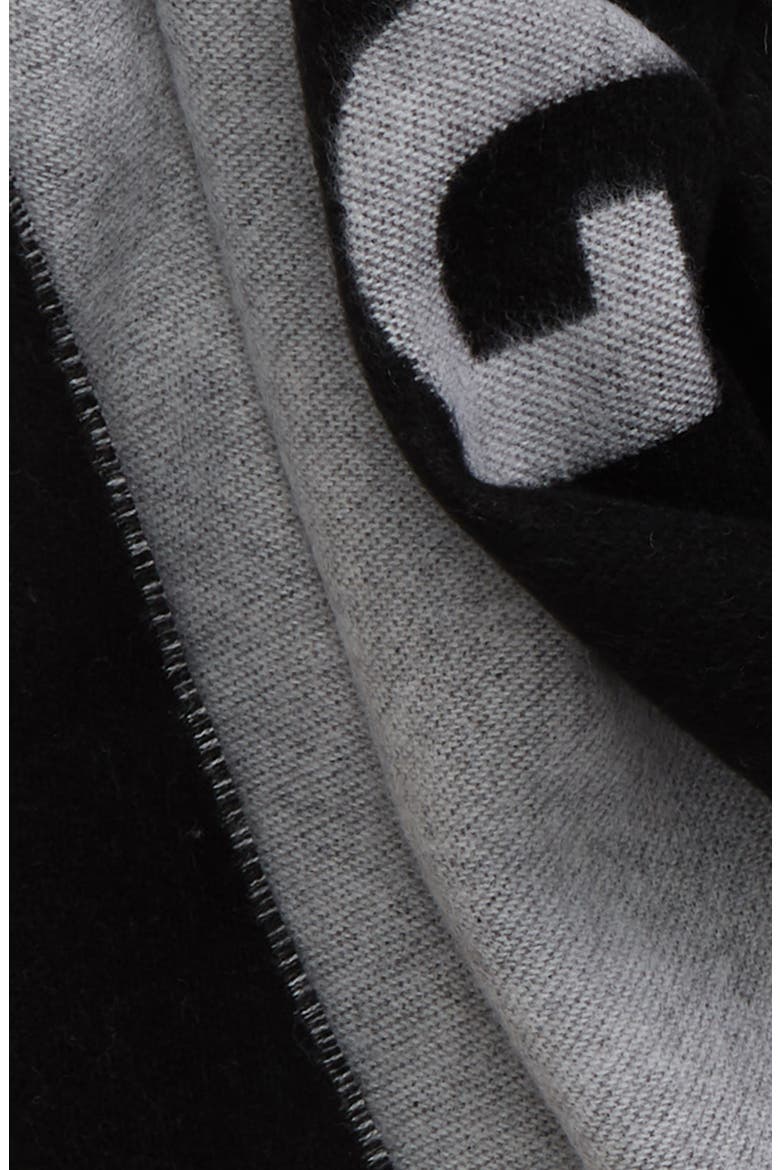 Logo Jacquard Wool Scarf, Alternate, color, BLACK/ WHITE