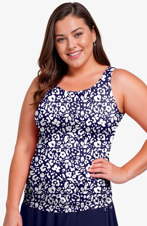 Calypsa Plus Size Maya Tankini Swim Top With Removable Cups In Blue