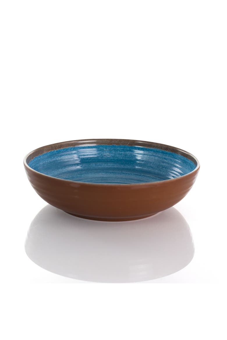 Rippled Tides 12 Piece Lightweight Melamine Dinnerware Set, Alternate, color, Blue