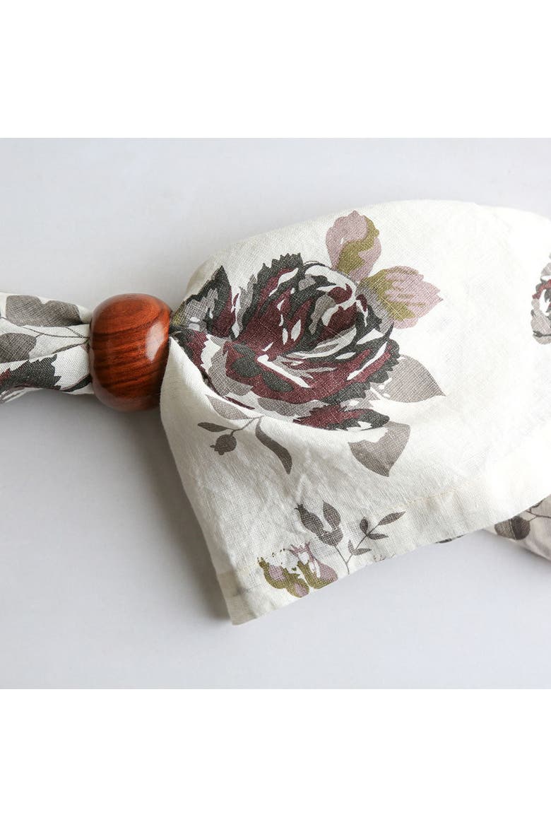 Eggplant and Grey Roses Napkins, Alternate, color, Eggplant