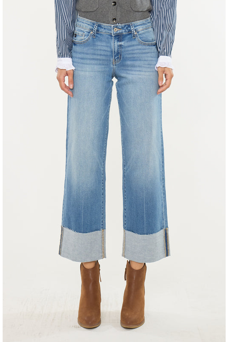 Kenny Mid Rise Crop Wide Leg Jeans, Main, color, Medium Wash