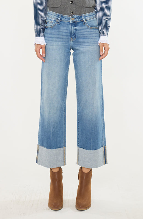 Kenny Mid Rise Crop Wide Leg Jeans