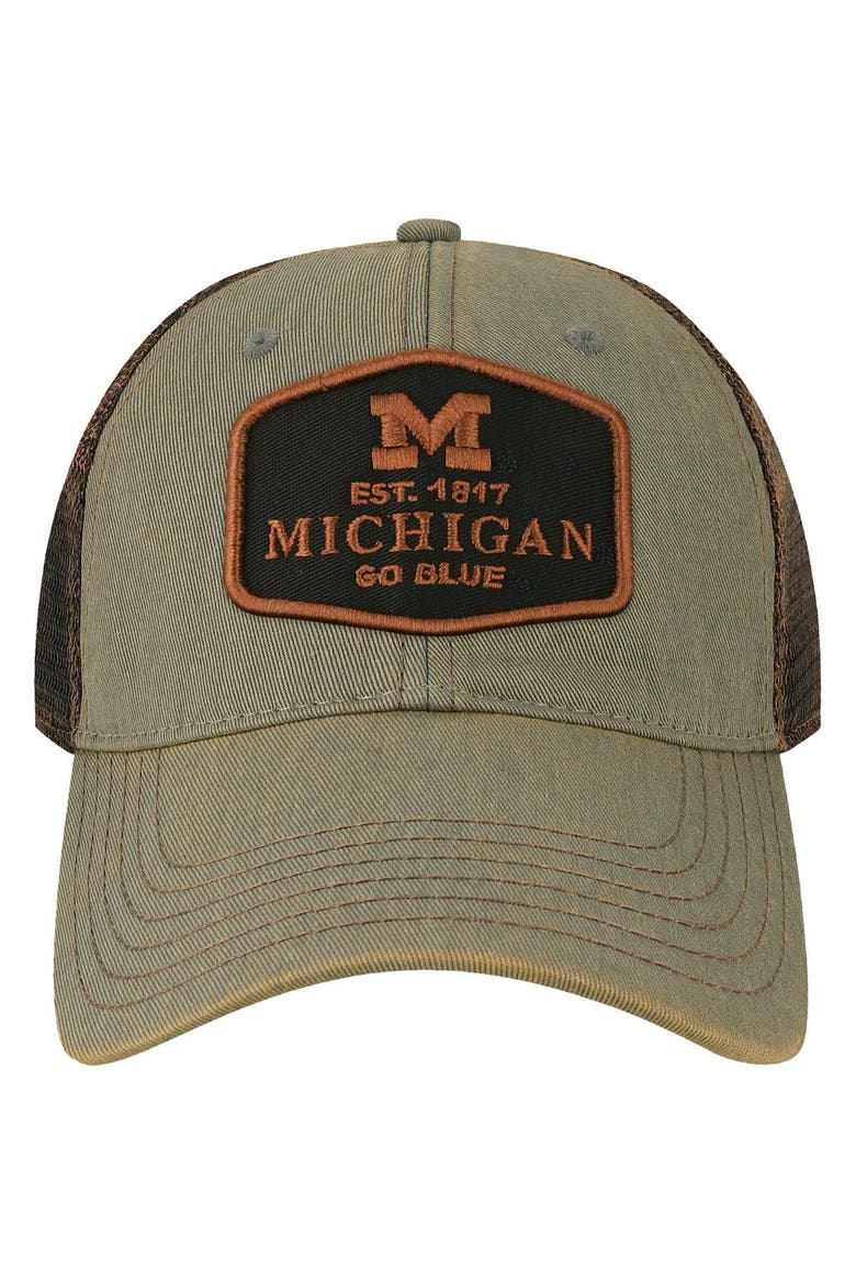 Men's Gray Michigan Wolverines Practice Old Favorite Trucker Snapback Hat, Alternate, color, Gray