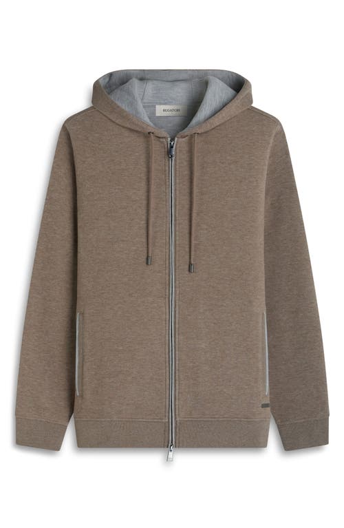 Bugatchi Piqué Zip-up Hoodie In Brown