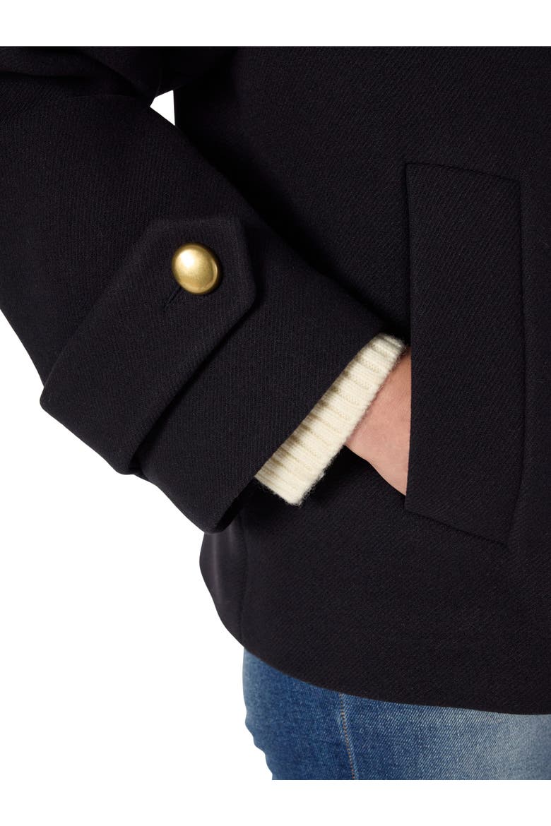 Mouna Double Breasted Cropped Peacoat, Alternate, color, Navy Blue