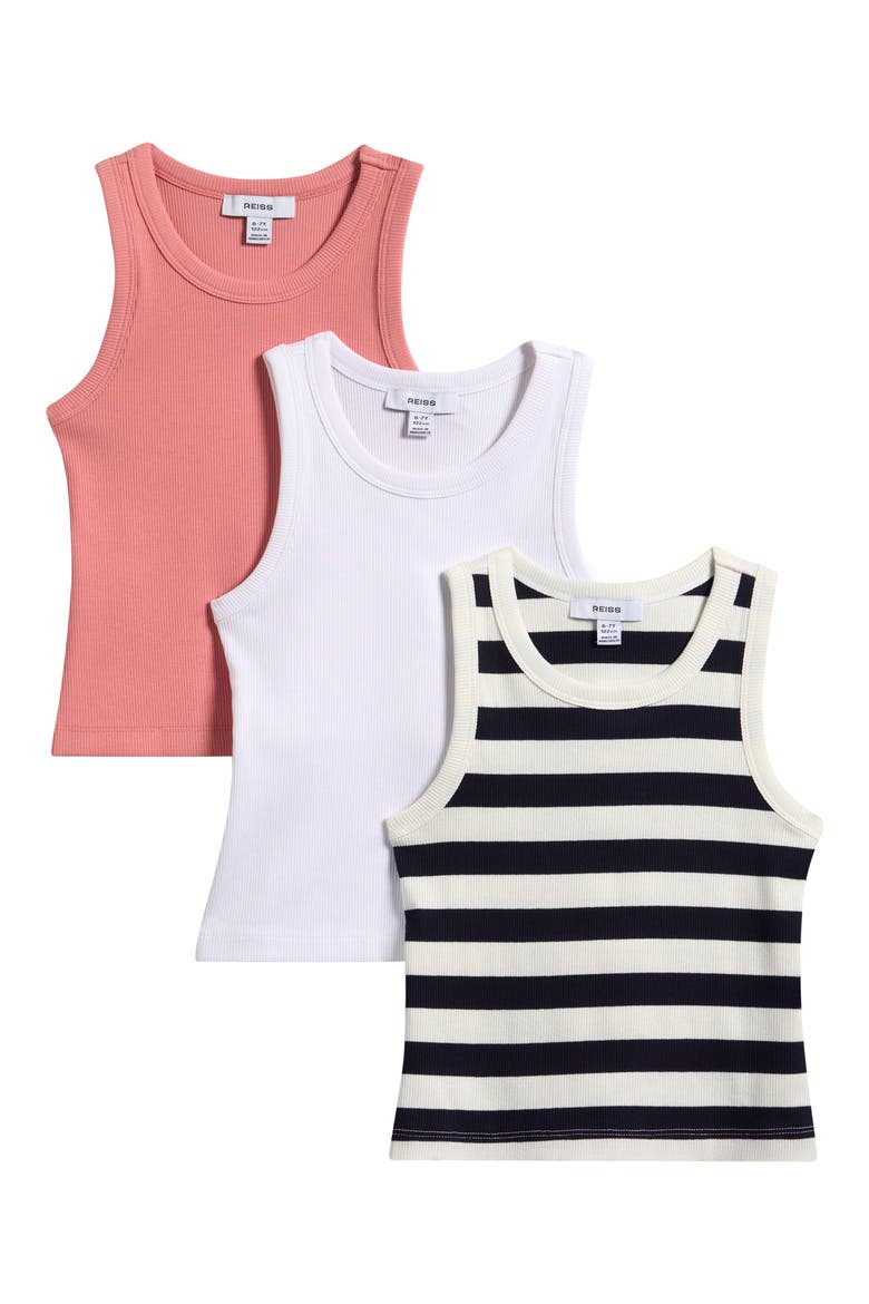 Kids' Violet Assorted 3-Pack Stretch Cotton Rib Tanks, Main, color, MULTI